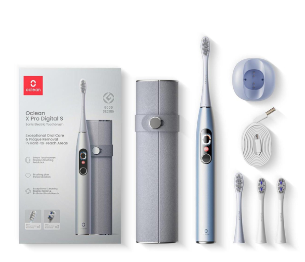 Oclean X Pro Digital srebrny + Etui + 2 dodatkowe końcówki - 1113380 - zdjęcie